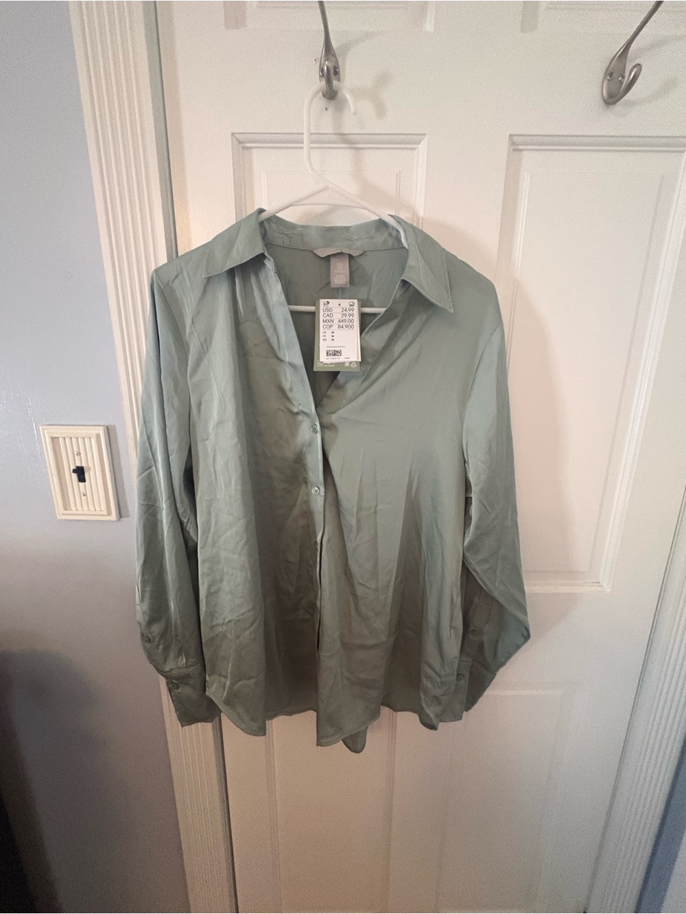 Light Sage Green Men’s Button-Up Shirt